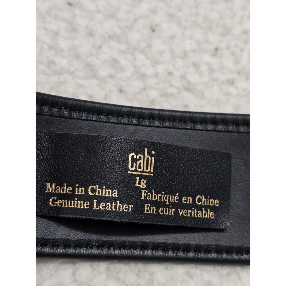 Cabi Black Genuine Leather Belt Gold Hardware Large Wide Buckle 4802 - Picture 4 of 10